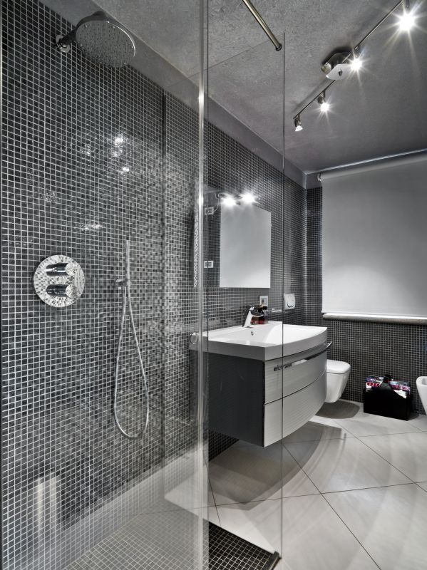 Modern bathroom with rainfall shower